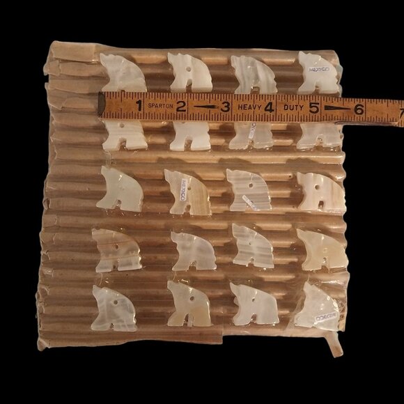 Mexican Onyx Marble Animal Beads Bear Vintage NOS 20pcs - Picture 4 of 4